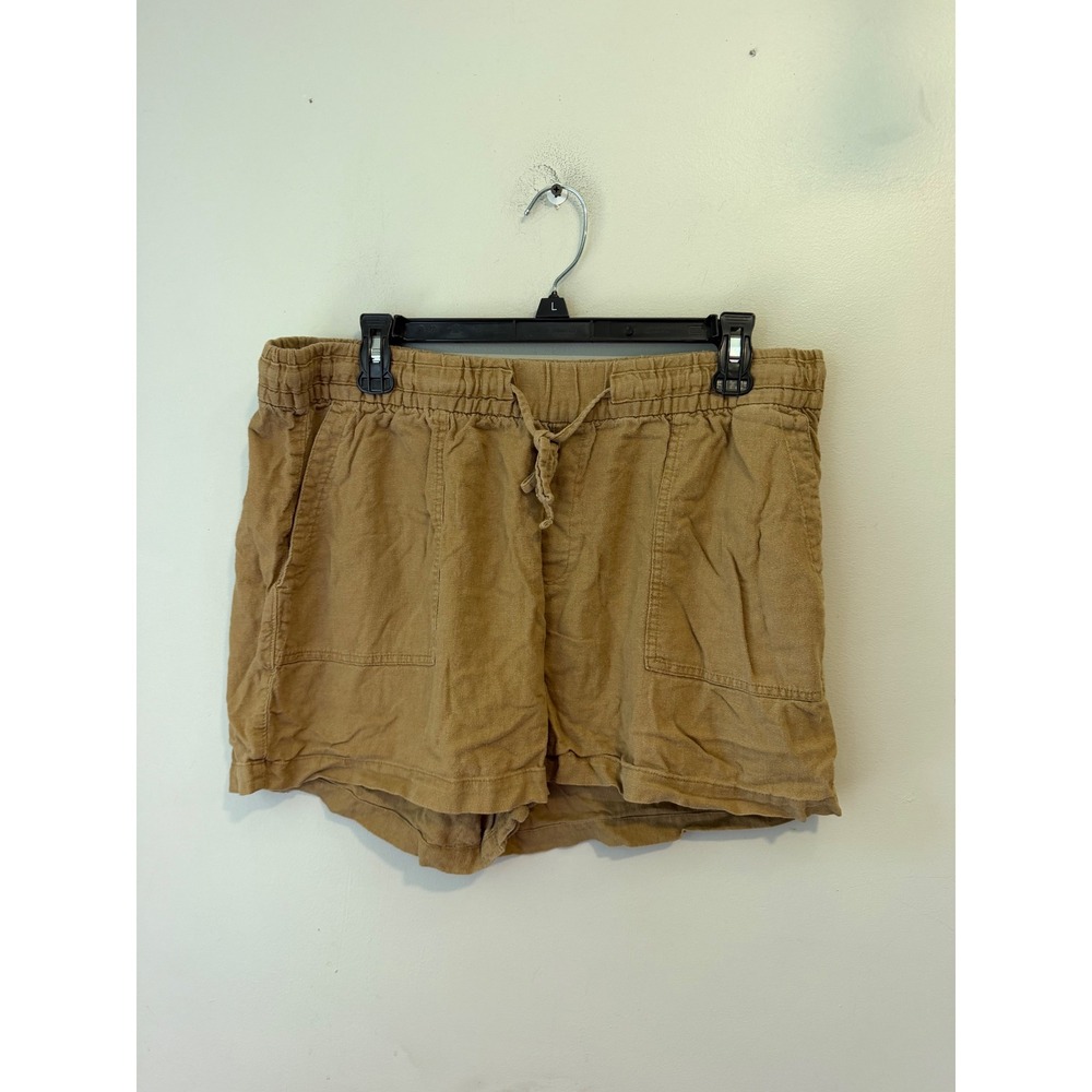 Old Navy Womens Tan Linen Blend Drawstring Elastic Waist Shorts Brown Large